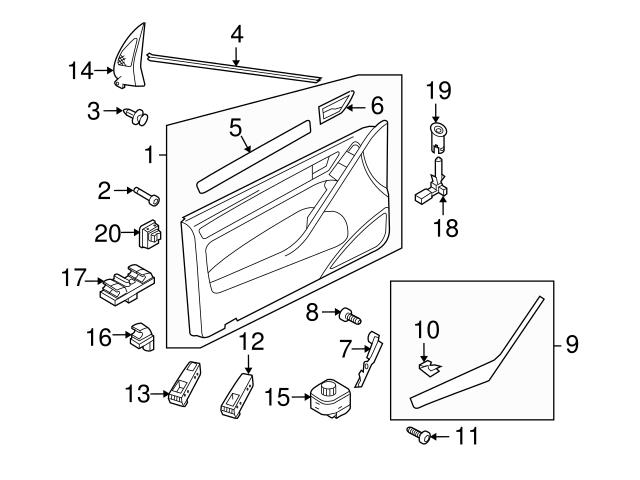 Genuine Vw Audi K A V Exterior Door Handle Cover Left Vw