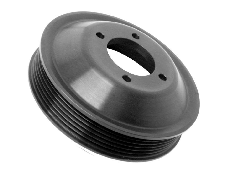 URO Parts 11511730554, 11511730554PRM Water Pump Pulley; 132mm Diameter;  Black Anodized Aluminum - BMW | 11511722567 11511730554A 11511730554U