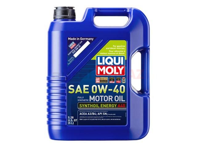 Liqui Moly Synthoil Energy A40 2050 Engine Oil; 0W-40 Full Synthetic; 5  Liter | 0W40 LIQUIMOLY LM2050 LUBROMOLY