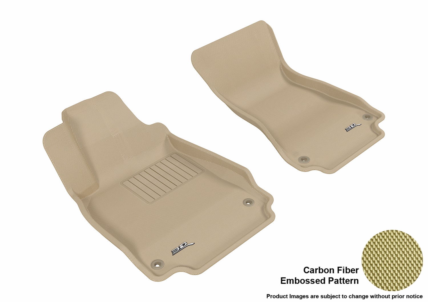 3d Maxpider L1ad02211502 Floor Mat Set Tan Carbon Fiber Texture Rubber Front Audi 0134