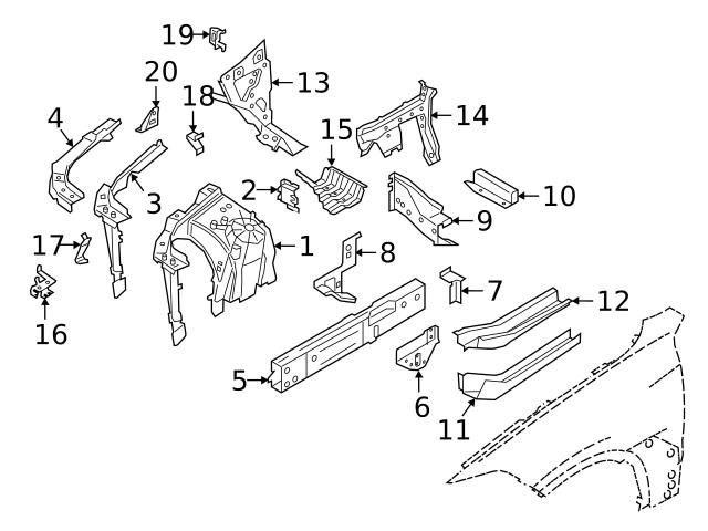 Genuine BMW 41002464639 Fender Apron Bracket; Right - BMW