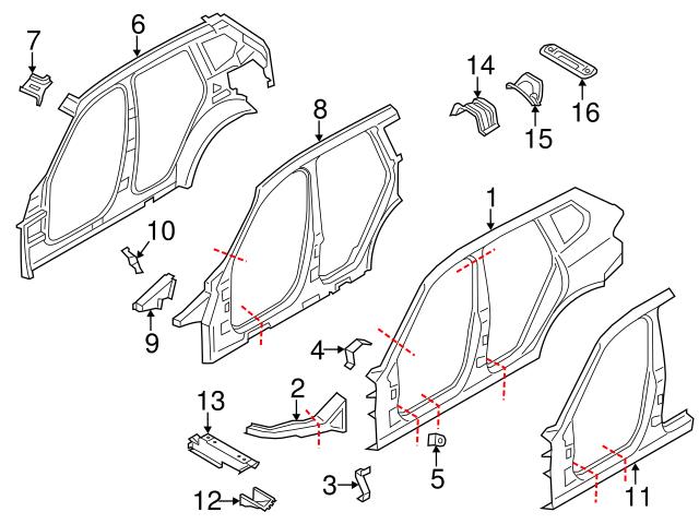 Genuine BMW 41007267113 Fender Rail Reinforcement Bracket; Left Upper ...