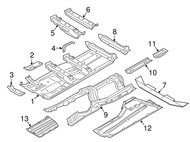 Genuine Bmw 41007444028 Floor Pan Reinforcement Bracket; Left, Right 