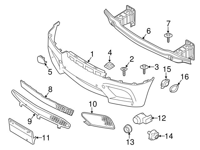 Genuine BMW 51117205577 Bumper Grille Bezel; Left Outer - BMW