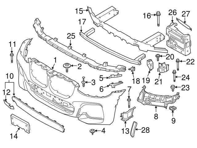 Genuine BMW 51117399982 Bumper Cover Bracket; Right, Front Right Outer