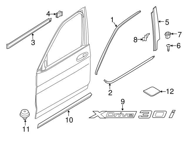 Genuine BMW 51337410022 Door Applique; Front Right - BMW