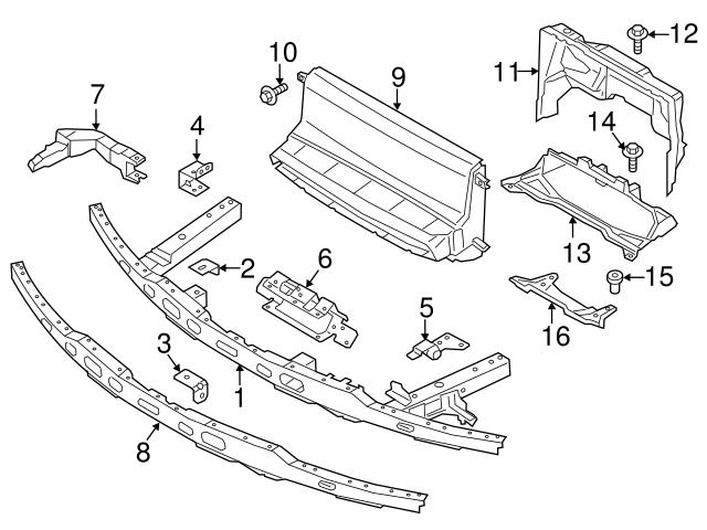 Genuine BMW 51647331555 Radiator Support Tie Bar Bracket; Left - BMW