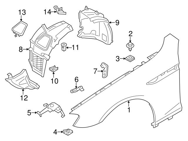 Genuine BMW 51758056067 Fender Liner Extension; Left Lower - BMW