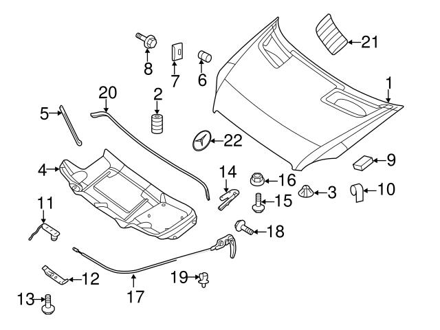 Genuine Mercedes 000000007129 Hood Prop Rod Clip - Mercedes ...