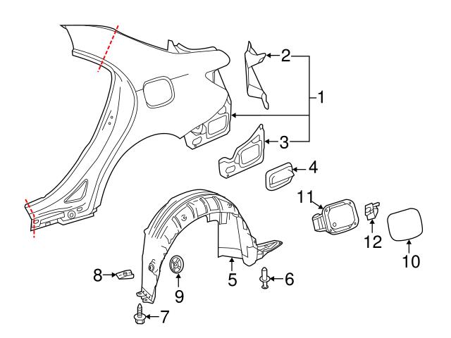 Genuine Mercedes 1177570006 Fuel Filler Door; Rear - Mercedes