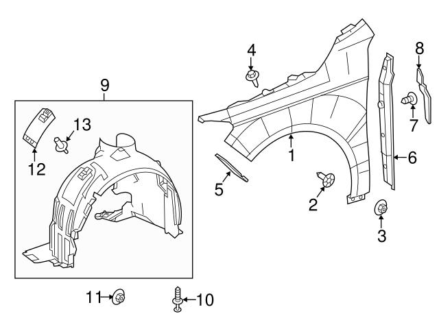 Genuine Mercedes 1178890100 Fender Insulator; Right - Mercedes | 1178890225