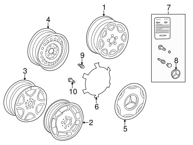 Genuine Mercedes 1244002325 Wheel Cover - Mercedes