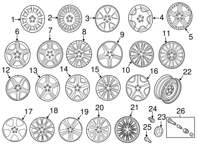 Genuine Mercedes 1644000025 Wheel Cap - Mercedes