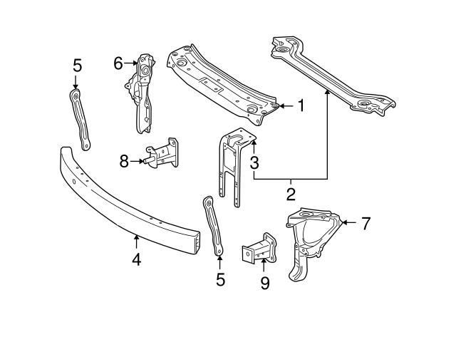 Genuine Mercedes 1646262114 Radiator Support Panel Brace; Left, Right ...