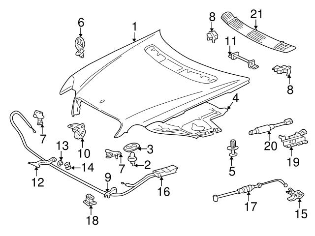 Genuine Mercedes 2038800559 Hood Release Cable; Rear - Mercedes ...