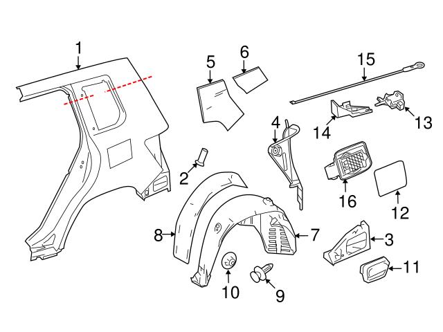 Genuine Mercedes 2047570306 Fuel Filler Door; Rear - Mercedes