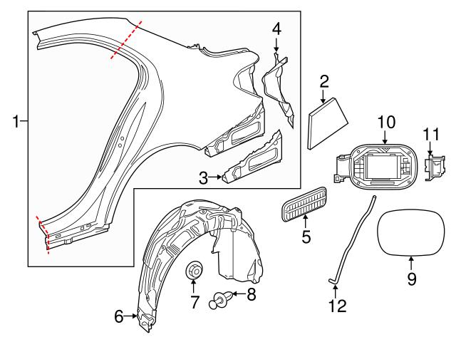 Genuine Mercedes 2056307602 Tail Light Pocket; Rear Right - Mercedes