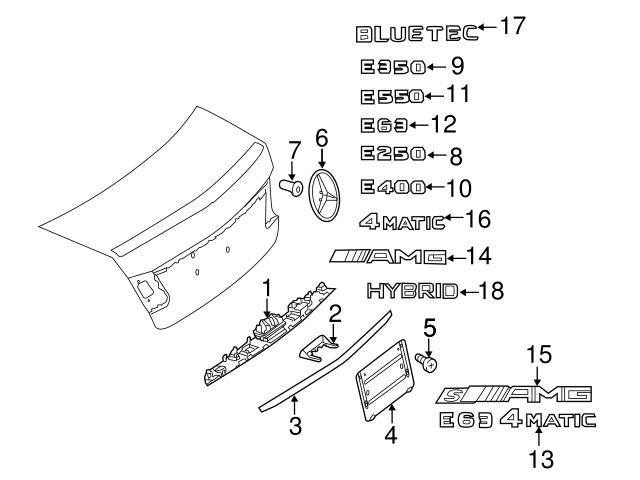 Genuine Mercedes 2128176215 Deck Lid Emblem; Rear - Mercedes