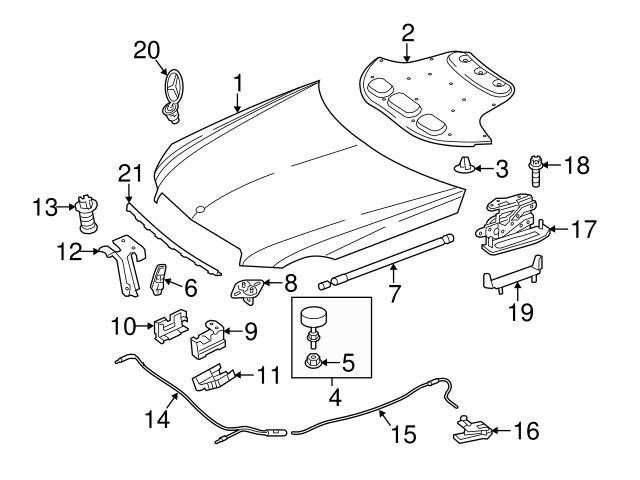 Genuine Mercedes 212880055964 Hood Release Cable; Front Forward Front ...