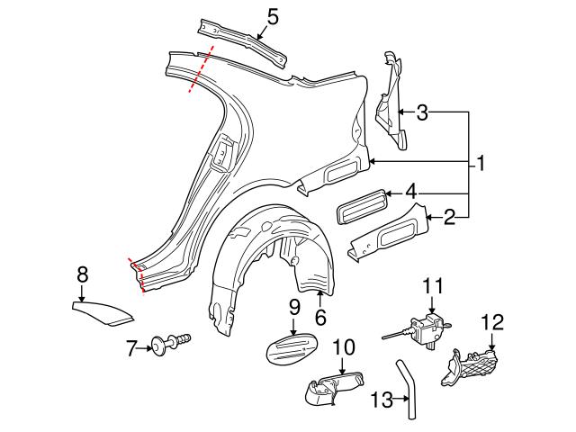 Genuine Mercedes 2196300082 Fuel Door Hinge; Rear - Mercedes