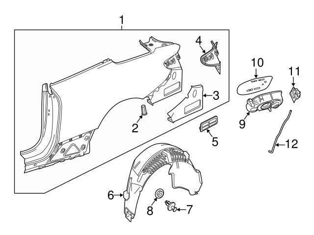 Genuine Mercedes 2386309901 Fuel Filler Housing; Rear - Mercedes