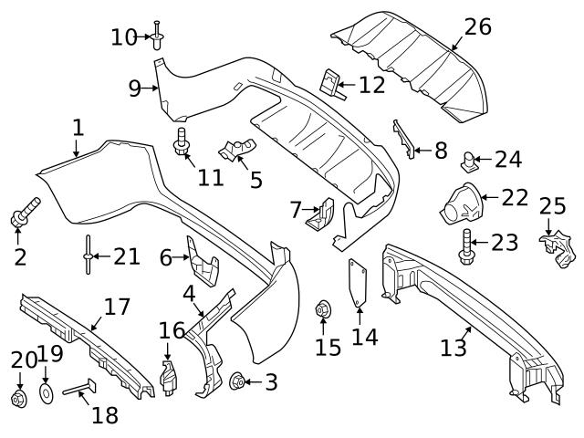 Genuine Mercedes 2538855602 Bumper Cover Bracket; Rear Left Inner ...