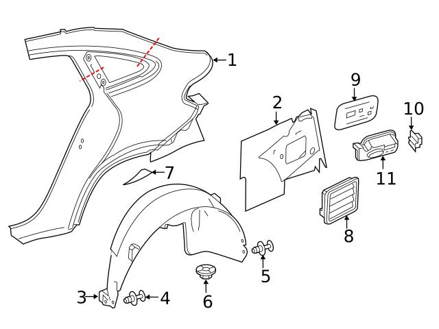 Genuine Mercedes 2927570006 Fuel Filler Door; Rear - Mercedes