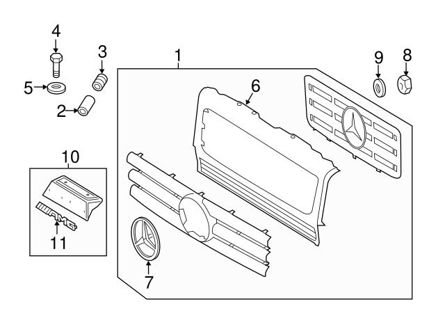 Genuine Mercedes 46388023009999 Grille; Front Upper - Mercedes ...