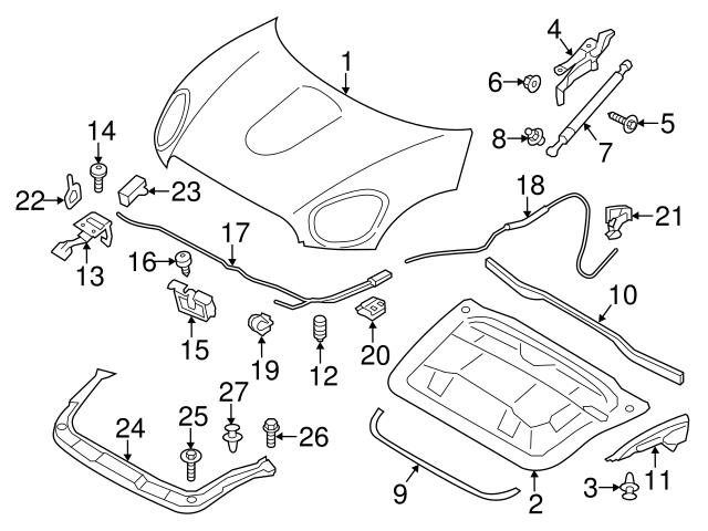 Genuine Mini 51239802336 Hood Release Cable; Rear - Mini