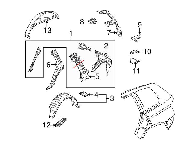 Genuine Porsche 95550228902GRV D Pillar; Left - Porsche ...