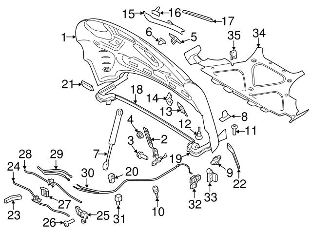 Genuine Porsche 95B823531B Hood Release Cable; Front - Porsche | 95B823531