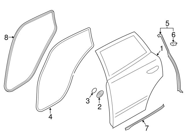 Genuine Porsche 95B839119B Door Seal; Left - Porsche | 95B839119A