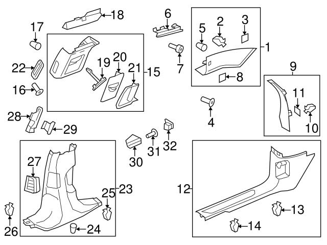 Genuine Porsche 97055564502 B Pillar Trim Panel Bracket; Left - Porsche