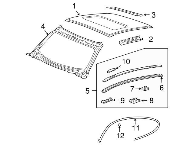 Genuine Porsche 99655940200G2X Roof Panel Weatherstrip; Right - Porsche