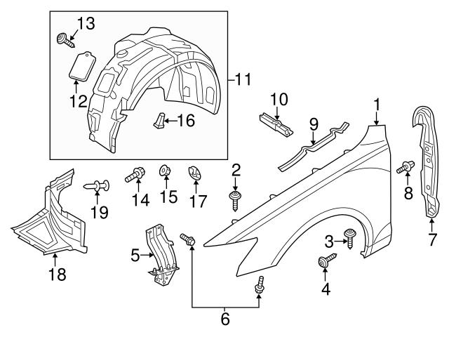 Genuine VW/Audi 4G0823721 Fender Insulator; Front Left - Audi | AU4G0823721