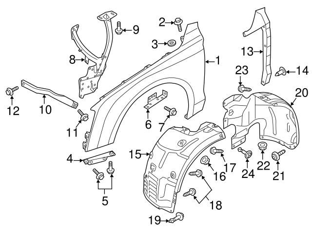 Genuine VW/Audi 4H0821259C Fender Brace; Left - Audi | 4H0821259B ...