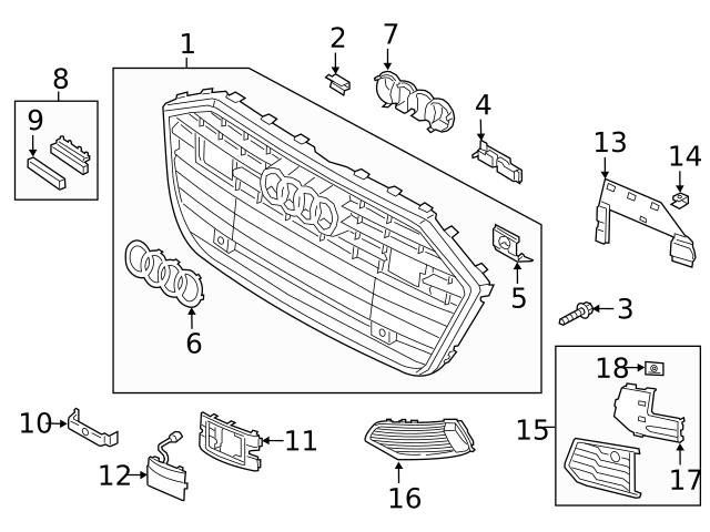 Genuine VW/Audi 4K0853293T94 Grille Molding Bracket; Left - Audi ...