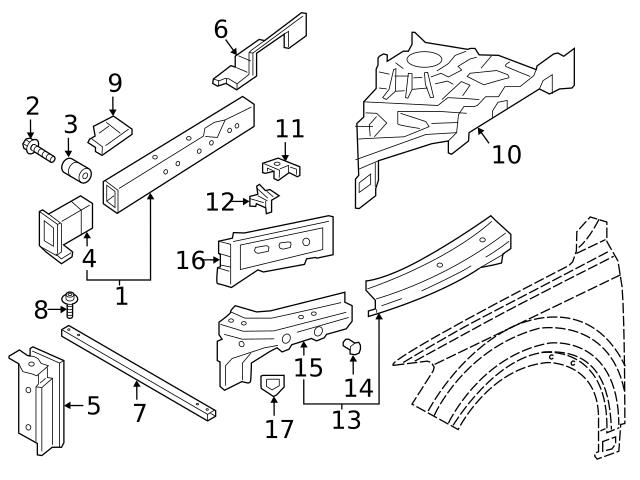 Genuine VW/Audi 4M0804175B Frame Side Member Bracket; Left - Audi ...