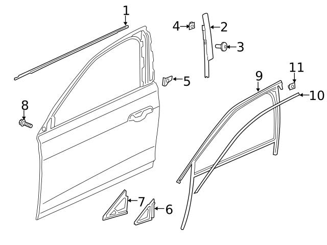 Genuine VW/Audi 4N0837476CT94 Door Belt Molding; Right - Audi ...