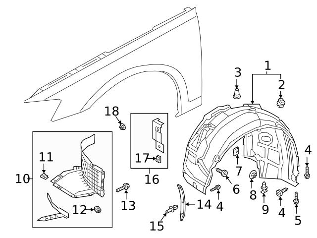 Genuine Vw Audi 4n0853887k Fender Liner Extension; Left - Audi 