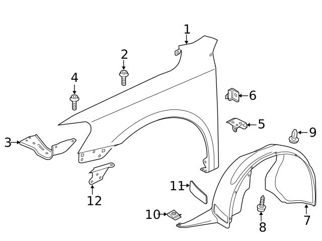 Genuine VW/Audi 561821184A Fender Brace; Right - VW | VW561821184A