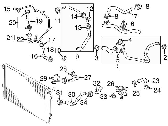 Genuine VW/Audi 5Q0122101EA Radiator Coolant Hose; Upper - Audi, VW ...