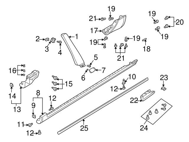 Genuine VW/Audi 8E0853921D Rocker Panel Molding Bracket; Left