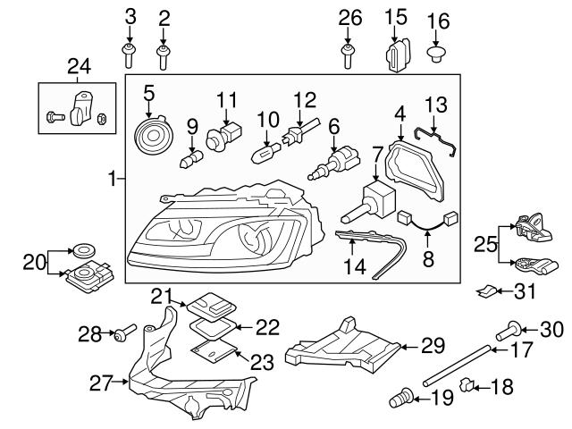 Genuine VW/Audi 8T0805608 Headlight Bracket; Right - Audi | AU8T0805608